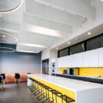 Modern One-Wall Kittchen with island in Caesarstone 1141_Pure White_Official Design Amy Laveno