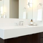 Modern bathroom in Caesarstone 5141 Frosty Carrina 2008