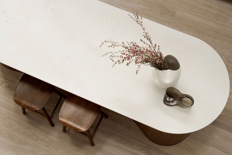 A eagle-eye view of a Countertop made of Caeasarstone Adamina