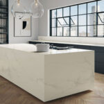 Caesarstone Snowdrift Porcelain surface white Kitchen Bar