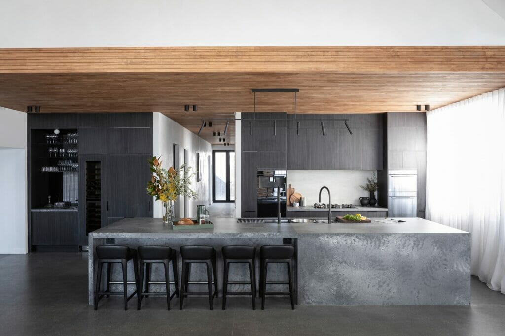 Black and dark grey modern concrete style kitchen