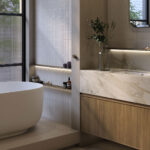 Luxury Bathroom made of Caesarstone® Porcelain Mirabel™