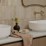 Caesarstone 5444 Lunar Frost in modern bathroom