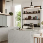 Caesarstone ICON 5444 Lunar Frost modern white kitchen