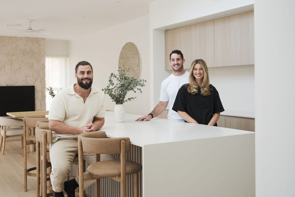 Future Flip and Harmony Butcher in a modern coastal kitchen with a large Caesarstone<sup>®</sup> island