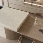 Caesarstone Mineral ICON 8251 Taj Whisper beige one-wall kitchen with island