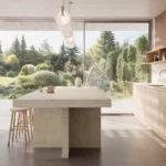 Caesarstone Mineral ICON 8252 Sedara beige one-wall kitchen with island