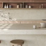 Caesarstone Mineral ICON 8252 Sedara beige one-wall kitchen with island