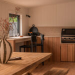 Farmhouse kitchen in studio with Caesarstone Porcelain 551 Travina surface
